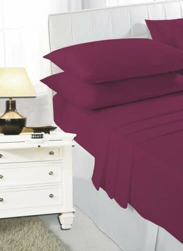 Fitted Sheet | Luxury Easy Care Polycotton Bed Sheet | Mattress Cover Non Iron, soft fabric, 26 Colours (Maroon SK)