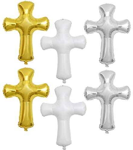 Alipis Schmuck Für Kinder -Kreuz-Ballon Kreuz-Ballon Jumbo-Taufballons Großer Gedenkballon Kommunion Taufe Religiöser Ballon Für Babyparty Party 6 Stück Partyballons