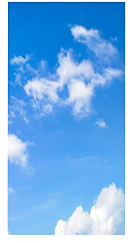 NCWANG 3D Fensterfolie Selbstklebend Blickdicht Statische Folie ohne Klebstoff Sichtschutz Milchglas Fensterfolien Büro und Zuhause Dekofolie Anti-UV 45x200 cm - Blauer Himmel Und Weiße Wolken