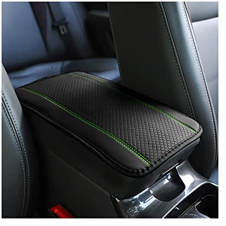 CGEAMDY Cuscino per bracciolo Auto in Pelle Copertura per Console Centrale per Bracciolo, Accessori Confortevoli per Seggiolini Auto per la maggior parte delle Automobili, Moto e SUV (Verde Nero)