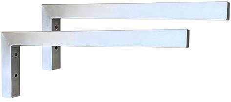 Sunload Consolle per lavabo da parete, in acciaio inox spazzolato, forma a L, 2 pezzi (400 x 150 mm)