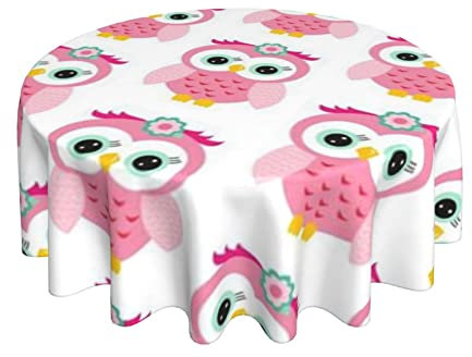 Wachstischdecke Rosa Eulen Glatt Wachstischdecke Pflegeleicht Tischdecke 152Cm Für Picknick Indoor Party