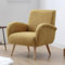 chairus Chenille Loungesessel Ohrensessel für Wohnzimmer Polstersessel Einzelsofa für Schlafzimmer Akzentstuhl Relaxsessel mit Holzbeinen (Gelb)