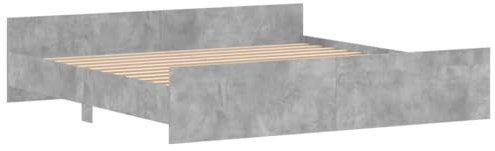 vidaXL Bettgestell, Bettrahmen mit Lattenrost, Bett Gästebett mit Kopfteil Fußteil, Doppelbett Schlafzimmerbett Schlafzimmermöbelt, Betongrau 200x200cm