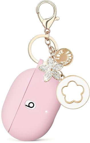 KOUJAON Case Compatible with Beats Studio Buds (2021) / Beats Studio Buds + (2023) Silicone Protective Case for Beats Wireless Earbuds with Keychain (Pink)