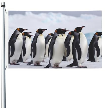 Antarktis-Flagge mit Pinguin-Druck, doppelseitig, 90 x 150 cm, personalisierte Banner, Hausflagge für Zuhause, Außen- und Innendekoration