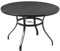 Outsunny Tavolo da Giardino Rotondo per 4 Persone in Acciaio con Foro per Ombrellone e Piano del Tavolo a Doghe in Metallo, Ø115x72cm, Nero