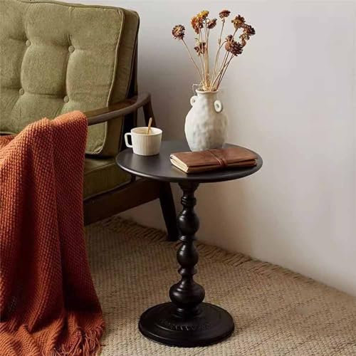 ZYBOWAYL Small Side Table in Wrought Iron Black Sofa Table Elegant Coffee Table Mid Century Accent Table Drink Table for Living Room Bedside Balcony Decor Display (Color : Black)
