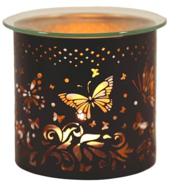 Woodbridge Teelicht Duftlampe | Butterfly Schwarz Gold | Teelichthalter für Zuhause | Duftkerzenhalter Kerzenaccesoires | Duftlampe für Duftwachs