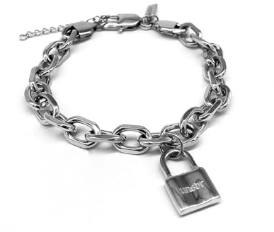 UNSHINEBAR Cable Link Armband mit Schloss Anhänger für Herren und Damen - Streetwear Glieder Armband aus Edelstahl und 18K Gold - Wasserfestes Schloss Chain Armband in 8mm Breite - Verstellbare Größe