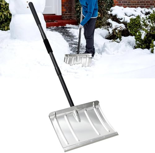Starbover Schneeschieber Aluminium, Große Schneeschaufel 167cm aus Stahlstiel, 40cm breit Alu schneeschaufeln Metall mit D-Griff für Autos, Gehwege, Terrassen
