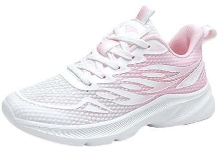 Genérico Deportivas Voleibol Mujer Transpirable Punta Redonda con Cordones Parte Superior Plana Zapatos Mujer 𝗣ies Anchos (Pink, 37)
