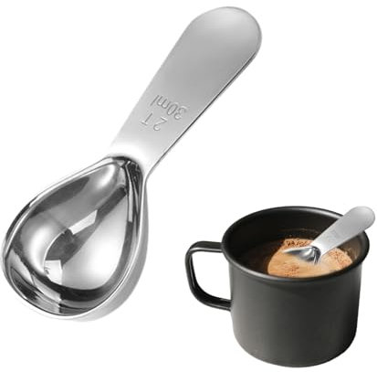 Stainless Steel Coffee Scoop: 30ml Metal Measuring Spoon with Short Handle for Ground Coffee, Beans, Powder, Espresso (30ml)