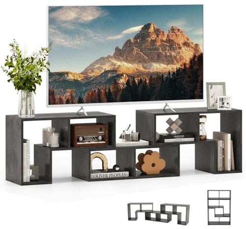 COSTWAY TV Stand for TVs up to 65 Inches, Free Combination Adjustable TV Cabinet Media Entertainment Center Storage Shelf, Modern Wooden TV Unit Console Table for Living Room Bedroom (Cement Grey)