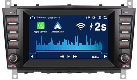 Autorradio RYUIXPUL con CarPlay y Android Auto inalámbricos | Sistema Linux | Inicio rápido 3S | Calidad de Sonido OEM | Compatible con Mercedes Clase C W203 CLK W209 Clase G W463