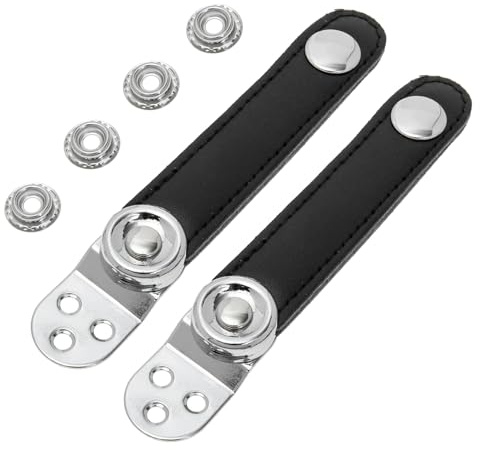DECOMELODY Doppel layer Akkordeon Balgriemen aus Schwarzem Rindsleder Robuste Metall verbindungsschnalle Mittelabstand Akkordeon Zubehör für Bass Standardakkordeons