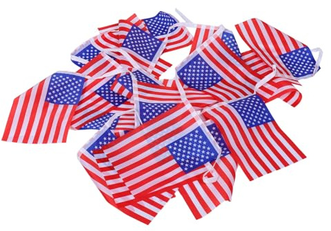 COLLBATH Guirlande de Fanions Américains 4,88 M 20 Petits Drapeaux Étoiles et Rayures, Décorations Suspendues pour Fête, Anniversaire, Jardin et Extérieur, Bannière Patriotique