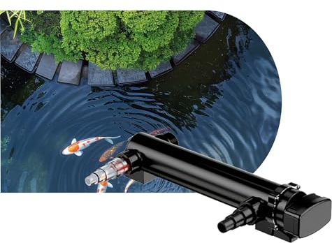 AQPOND Sterilizzatore UV per Laghetto – Chiarificatore UV-C per Controllo Alghe e Acqua Verde – Sistema di Sterilizzazione per Laghetti, Stagni e Fontane da Giardino, 7000 lt/h, 36 Watt