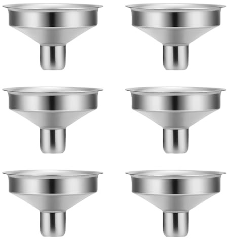 MYZWEL 6 Piezas Embudo Acero Inoxidable Pequeño para Cocina, Mini Embudos Metálicos para Rellenar Botellas de Perfume, Aceites Esenciales y Especias, Embudo de Cocina Duradero y Resistente