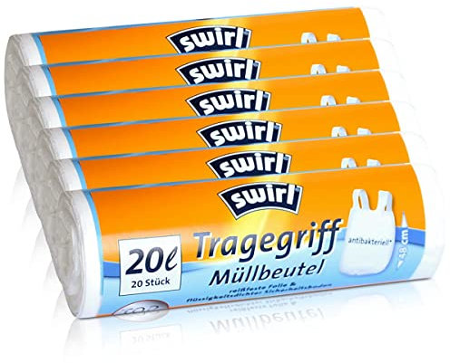 6x Swirl Tragegriff Müllbeutel 20L (20 stk./Rolle)