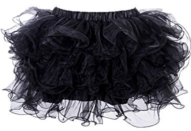 Yummy Bee - Gerüschter Tutu Rock Karneval Fasching Burleske Tülle Schwarz Kurz Damen Größe 34-52 (Schwarz, 34-36)