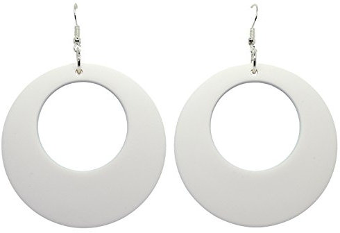Bluebubble DISCO FEVER 56mm Large Round Hoop Earrings - 32 Colours Available (Retro White) with Gift Bag
