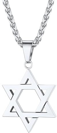 U7 Hexagramm Anhänger Halskette Edelstahl Davidstern mit 3mm/55cm Weizenkette Judischen Magen David Symbol des Judentums Modeschmuck Geschenkidee für Männer Jungen 5 Farben wählbar