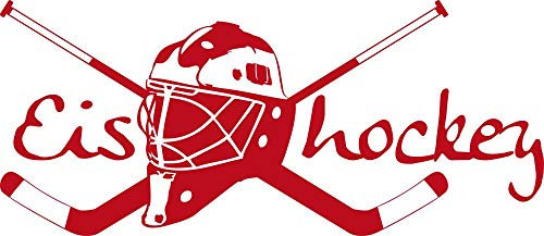 GRAZDesign Wandtattoo Eishockey Kinderzimmer | Wandaufkleber Teenager Sportler Spieler | Wandsticker Turnhalle Sport Jugendzimmer Jungs Kinder - 129x57cm / 031 rot