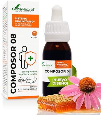 Equinácea, Propóleo y Tomillo - Aumenta tus Defensas, Refuerza el Sistema Inmune - Prevención y Alivio de Resfriados -100% Natural - Composor 8 Soria Natural 1 Bote de 50ml