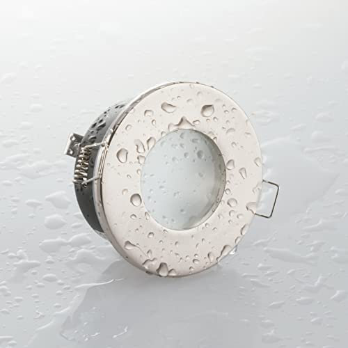 MAZZOLA LUCE faretto da incasso soffitto per bagno doccia tondo nickel impermeabile ip65 lampadina gu10 led garanzia 5 anni