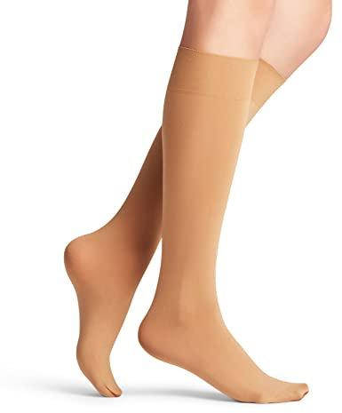 FALKE Damen Kniestrümpfe Seidenglatt 40 DEN W Kh halb-blickdicht einfarbig 1 Paar, Hautfarben Powder 4169, 39-42