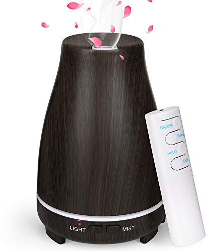 Aroma Diffuser,GeeRic 200ML Luftbefeuchter Ultraschall Vernebler,Raumbefeuchter Aromatherapie Öle Duftlampe mit 7 Farben LED Helles Dunkles Holz