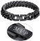 Bandmax Herren personalisiert Armkette 21cm/12mm massive Panzer Armband schwere Schwarz Panzerkette Armband für Männer Jungen, kubanische Gliederarmband Modeschmuck Accessoire für tägliches Tragen