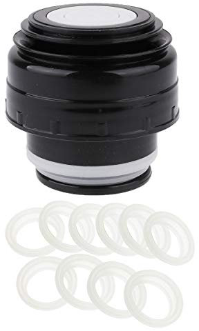 FEESHOW Isolierflasche Deckel Vakuum Isolierte Flasche Deckel Abdeckung mit auslaufsichere Dichtungsringe Universal Trinkflasche Becher Zubehör Schwarz & Weiß 5.2cm