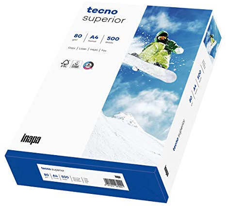 inapa Drucker-/ Kopierpapier tecno Superior: 80 g/m², A4, 500 Blatt, hochweiß
