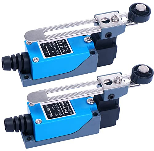 Taiss 2 Pezzi Interruttore di Finecorsa ME-8108,Finecorsa a Leva Momentaneo NC-NO,con Braccio Leva A Rullo Regolabile Router del Mulino di CNC per macchinari e altre apparecchiature elettriche