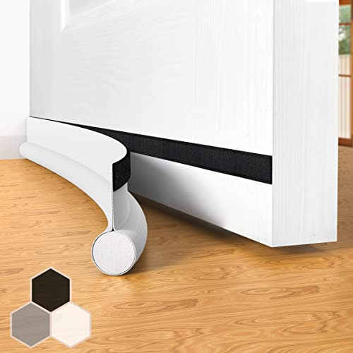 Door Draft Stopper Bottom One Sided Door Draft Blockers，37 Cutable Under Door Draft Blocker Insulator Door Sweep Weather Stripping Soundproof，Fits for Interior／Exterior Doors，1 Pack,White