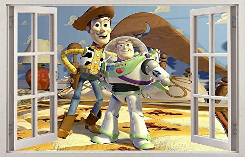 Wandtattoo Geschichte Woody Buzz Lightyear 3D Fenster Aufkleber Wandaufkleber Dekor Kunst Wandbild Dekoartikel