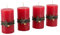 Adventskerzen mit Motiven – 4er Set - Rustikale Oberfläche - Kerzen/Stumpenkerzen für Weihnachtskranz/Adventskranz - Weihnachten (Rubin, Höhe 11 cm/Ø 6 cm)