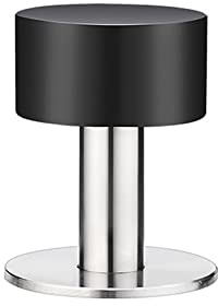 1PCS 60mm Door Stops, Self-Adhesive Door Stopper with Black Rubber & Stainless Steel Body, No Drill Doorstops and Sound Dampening Rubber Bumper