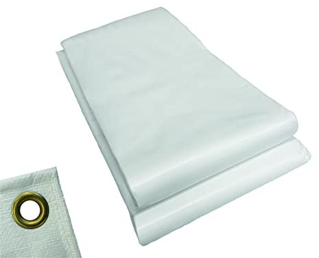 RK-Planen Z-Tex Abdeckplane ca. 140 g/m² - Gewebeplane mit Ösen - Plane Wasserdicht und UV Beständig, Farbe: Weiß Größe 2 x 3 m