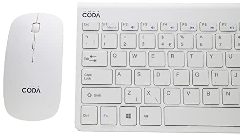 kenable CODA Wireless Mouse & Keyboard Compact for Android PC Laptop Mac White