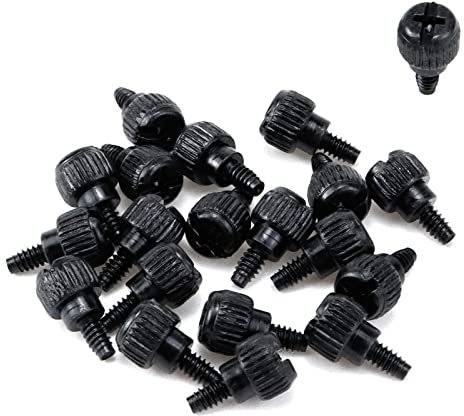 Mewutal 20 x Computer Case Thumb Screws, (6-32 Thread) PC Computer Case Fastener Thumb Screws, Black