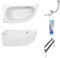 ECOLAM Baignoire d'angle Milena acrylique blanc 150x70 cm gauche + tablier en acrylique + bonde vidange et trop-plein automatique, pieds silicone