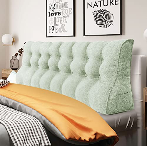 Johnear Rückenkissen Lendenkissen für Sofa Bett Rückenlehne Lesekissen ,Großes Bücherkissen Hohe Kopfteil zweireihig Keilkissen Wandkissen Beinkissen (Beige,200 x 26 x 55cm)