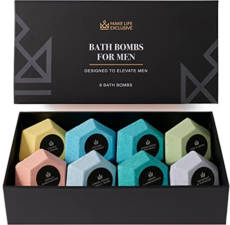 MAKE LIFE EXCLUSIVE Bath Bombs for Men, Large Diamond Mens Bath Bombs