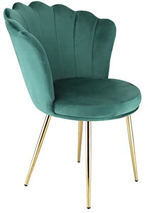 RayGar Genesis Flora Accent Chair with Petal Back Armchair With Golden Chrome Finish Metal Tube Legs (Green)