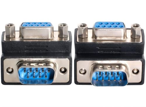 chenyang 2 PACK RS-232 Anschlüsse, EIA RS-232 D-Sub 9-polig Stecker auf Buchse 90 Grad abgewinkelter Gender Changer Verlängerungsadapter für Monitor und Projektor