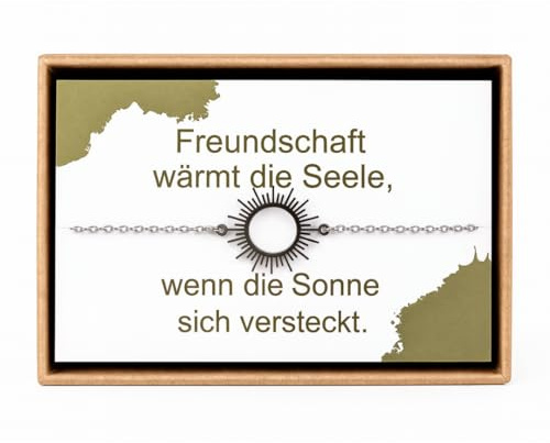 ONDEGO® EDELSTAHL GESCHENK Sonne Freundschaftsarmband – Edelstahl Gold oder Silber – Geschenkbox & Spruchkarte – für beste Freundin