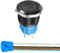 Interruttore a pulsante a scatto in acciaio inossidabile da 19mm 12-24V/5A Simbolo di alimentazione 1NO1NC SPDT Interruttore a levetta impermeabile con presa a filo Spina (LED blu/Guscio Nero)